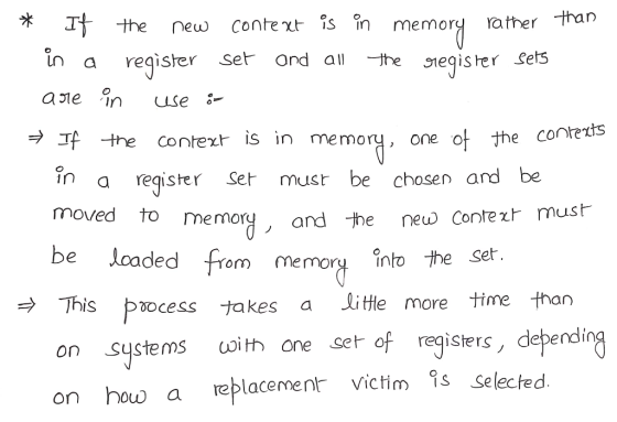 the new Context is in memory rather han in a register set ond all the neqister Sets → 꾸 the Contexr is in memo of the contets