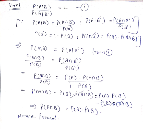 Proof [ PLAIB) -1 0 PLAIBO PLAIB) = P(AMB) , P(AIB) =P(AMB) 7 P(3) S PIB) PCOO= 1-PCB) , PeanBo = P(A)-PAANB) 7 P(A1B) = P(A/