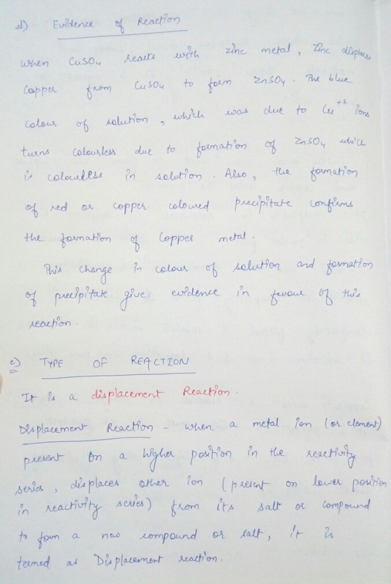 d) Euldence Coppe taans Calousless due to ca, ceppeん. co a lis placement Reaction b Racion PA serisi plae aer o