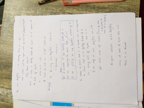 for Te Aut (k) so alseady fixes k. –@) and o(a) will be again a root of minimal polynomial Man) (By Above claim.). Since F =