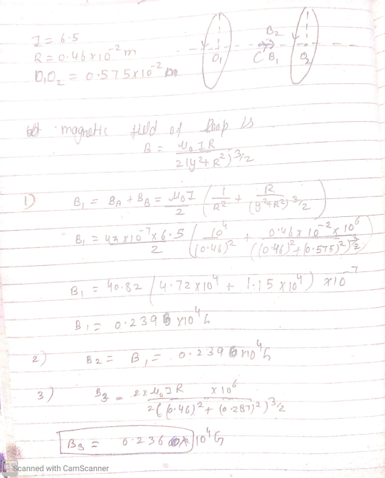 Br Св, О, 12+g - 2 1 - 6S R = 0.46 от 0,0 = o 575х10 р. of magnetic field of loop is Belo IR стане D в, а, во е су В, — чи хт
