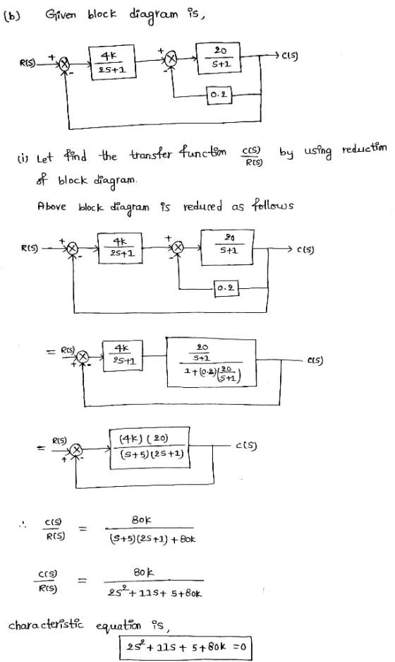 (b) Given block diagram 2s, i let find the transfer function co by using reduction of block diagram Above block diagram os re