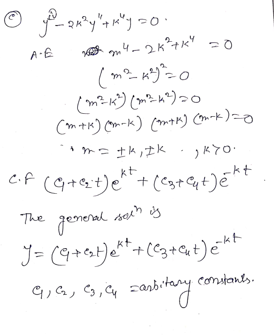 20 A-E will m4_2k²tK 2 2 m - soln is FO ima tk, Ik c.f Git The (m²K²) (m²K²) 20 (+) C-K) (**)() 21 kyo. Y= (@+634)**+(Cz+cut
