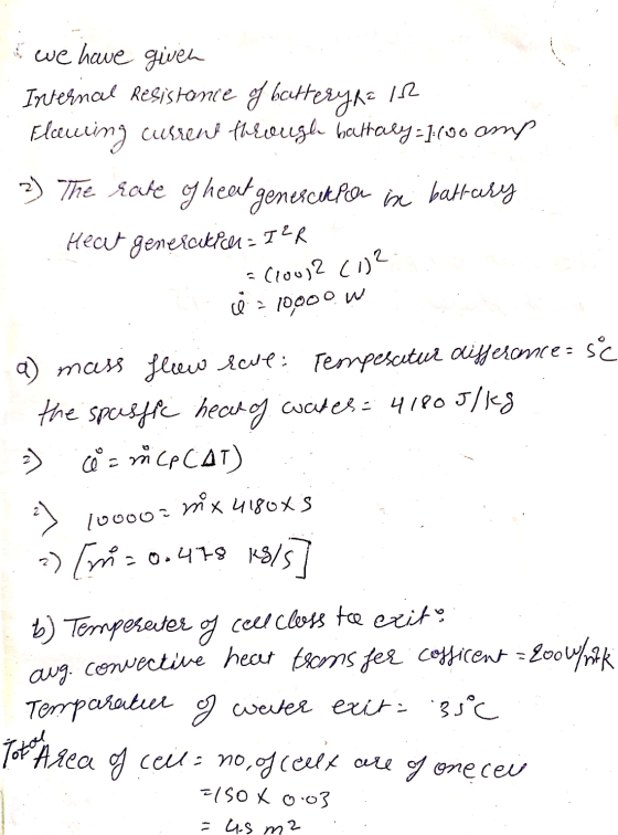 < we have given Internal Resistance of batteryha is Flauring current though battaly -1.600 omy 3) The rate gheat genercek for