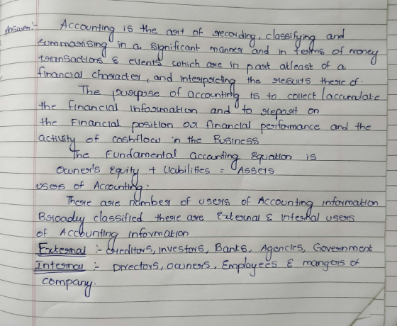 overt Accounting is the art of recording, classifying and Summarising in a significant manner and in terms of money tglansact