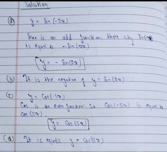 Solution y = Sin (-20) Sine is an add an add function thate - Sin (22) why is equal to ly Sin (22) (6) It is the negative q y