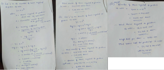 | 1) Let y be the number of hours required to predine 34 units Total number of Houns required to you 34 unis 34 x 30P1.484 H