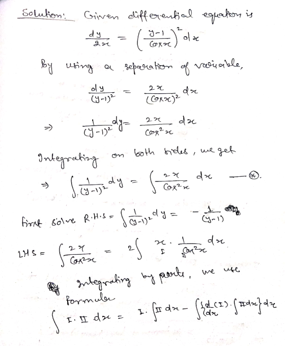 Solution: Given differential equation is de tone = Sortime) ola by using a separation of variable, » cogant og det da Integra