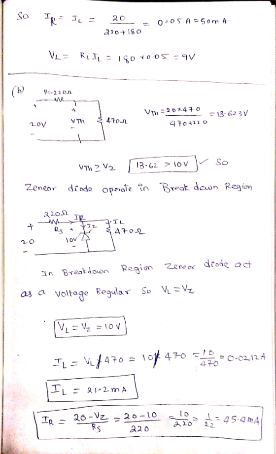 So I = J = 20 =0:05A=50m A 220+180 VL RLI-COTOOS - 9V P1=220. 470-12 Vth = 20X470 - 13.623 V 4707220 2-07 - VTh 2 V2 | 13.62