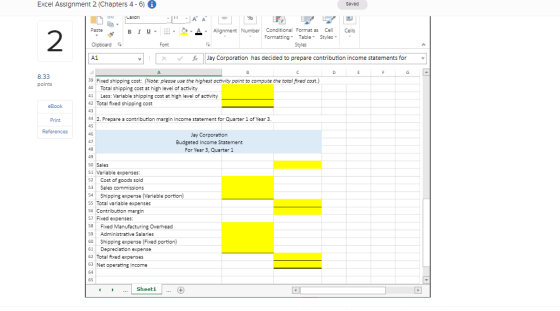 Excel Assignment 2 (Chapters 4 - 6) Saved Calori Paste BIU- 2 - A À % A Alignment Number Alignment Number Conditional Forma