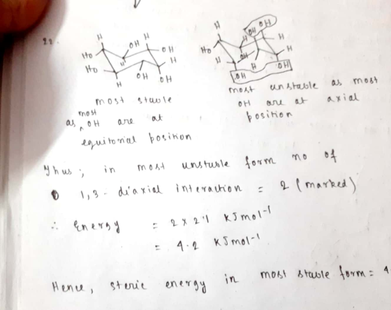 92 .OH H 14 un stasle most mOst mos Stawle mos as axial OH at Ore posinon sui to ma bosikon hus 4 mOs form in unstusle 1 daa