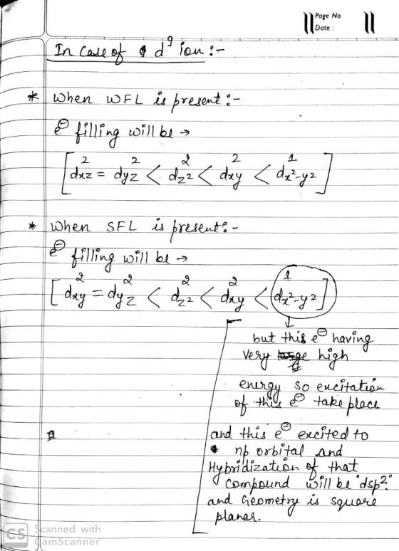Page No Date: In case of a d ion :- when Wel is present :- & filling will be The = dy ₂ ( do 2 ( day <da y z When SFL is pres