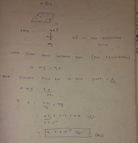 FPD:- αε i5 the electrico mg force No rom force betance ean m E And Etectric field e toP 2 っ σ 3x10.1