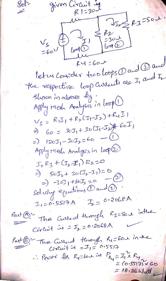 ghicen Circuit us R!=301 M . 2 لهم لے =304 parlents are I and I shown in above thing in top ① buy loop a .. .R4 = 6ou. let us