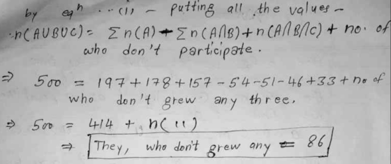 by eah .cs - NCAUBUC) = n(A) who dont putting all the values- ENCANB) + CAMBNC) & no. of participate 2 500 - 197+ 178 + 157
