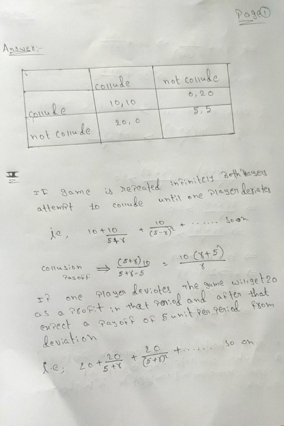 Page Answear not collude collude 0,20 10, 10 Colinde 20, o not colinde IF game attempt to is repeated Soutel infinitely infin