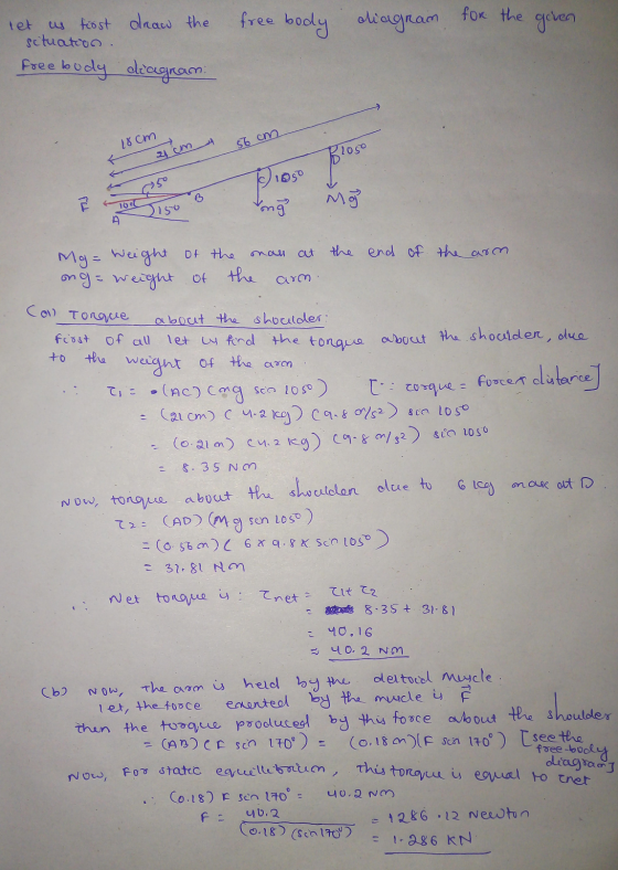 draw the free body diagram for the given let us fost sctuation. freebody diagram: 18cm 56 cm 24cm Ploso 5o 150 3 Dioso In} To