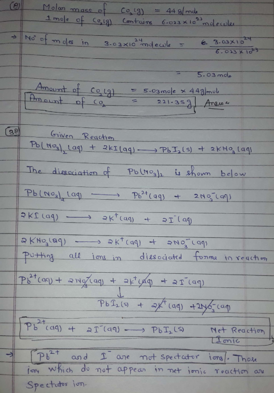 @ Molar mass of colg) = 44 g/ mde 1 mole of Cong) contains 6.023x10 molecole -3.0 3x10 mdewle = 6.3.23x1024 6.023 x 1023 5.0