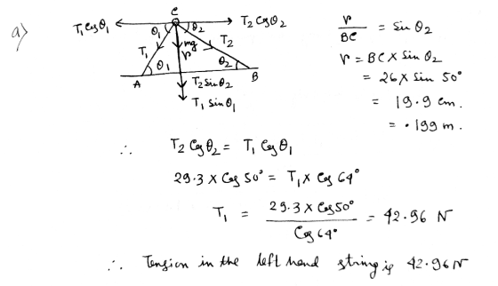 ay Ties on Tiego, a o BC тX Y X Т Tz EgO2 y = sie O2 r=Bex Sin Oz & Tzsinda = 268 Sin 50° *T, sino = 19.gem. = .199 m. Tz Cg