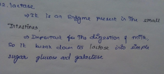 १2. 1acपs me Present The smal Intestines digastio R9h doun lautose o simple n 1 mik milk TmparTank fo Tho Jugar gluose and ga