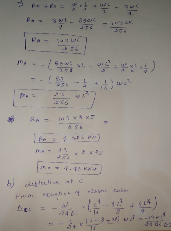 I RA + Re = x + 1 - 3 ml RAZ 3 we a & gwl 256 on we 256 RA= 103 WL 256 MA = - ( 8 9 wt xh - With + w x x ) = -1 - + ) we? me