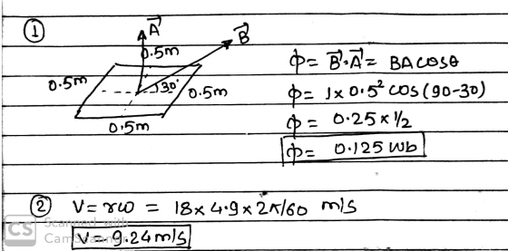 4 Ã --$$300.5m $- BoĀz Bacoso $= 1x 0.5?cos (90-30) O = 0.25*12 ID= 0.125 Wb 0.5m © Verw = 1874.924/60 mis CS Cam[V2.9.24m15