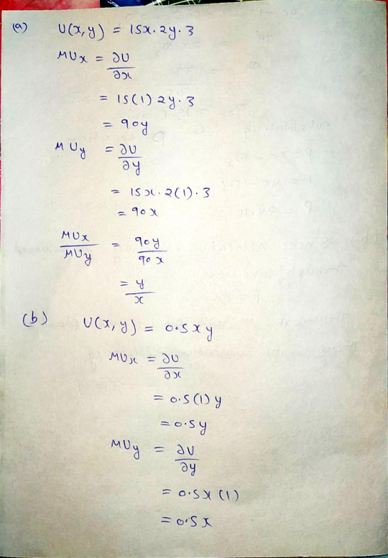 a vax,y) = 15X. 2y. 3 MUX = au da = 1s () 27.3. = goy =au ay = 150.2(1). 3 =900 MUX MUR Вь хоь = R (b) u(x, y) = o.sxy MU = a