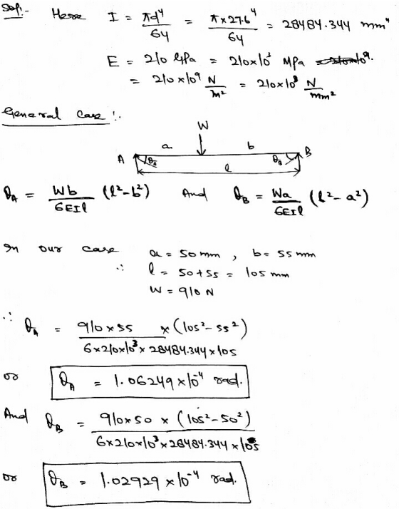of Hesse Hom sa opyta Fut 285184.34 mom I = *x 27.6 xd 64 - 28484.344 m 64 E = 210 lipa = 210x10 mpa stondoa = 2loxlor - 21o