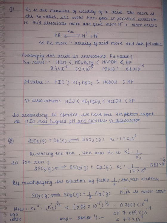 Ka is the measure of acidity of a acid. The more is. the Kavalue, the more ran goes in forward direction. le. And dissociates