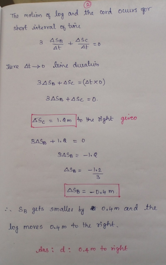 The motion of log and the cord occurs for short interval time 3 ASB At Asc At Idere Ato time duration 30SB +osc = (Atxo) 3 AS