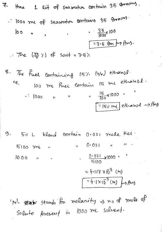to Hore 1 eit of sea water contain 35 grams. .: 1000 me of seawater contains 35 Broums. 100 , 35x100. [=3.5 gm Jang Ams: