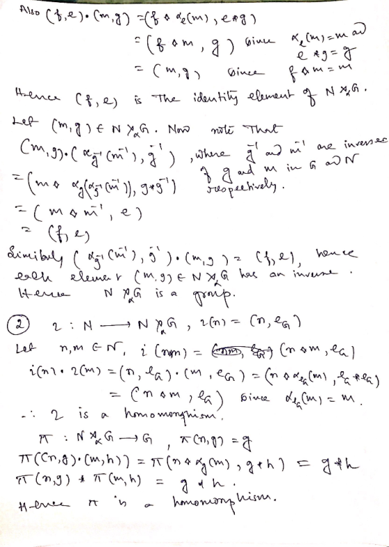 Also (f, ejo cm, g) =ffade (m), eag) - (fom, g) since Xp (my=mad O e Ag=g =(mg) since fam=m Hence (f, e) is the identity elem
