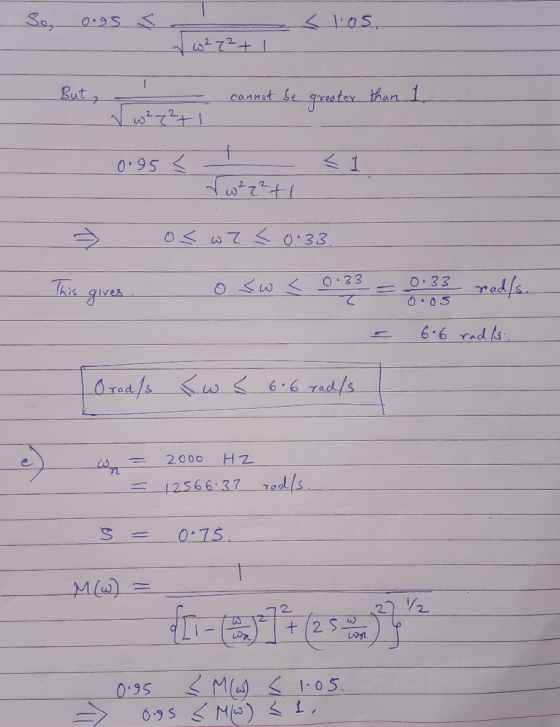 So, 0.95 x < 1.05 - 7.6272+ But greater than 1 272 = cannot be ( w²₂²1 0.95 < t <1 I w2z2ti o< w z < 0·33. This gives. osws 0