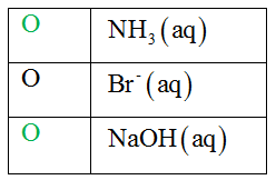 | NH3(aq)
Br+ (aq)
NaOH(aq)
10