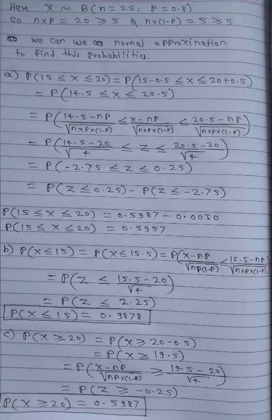 Here BCn-2s 20 V5 & nxCl-P = 5 XS So nxP a PPvoxination novnal We Can we Fnd this probabilitie. to a PCIS SX 20) = P PIS-0-S