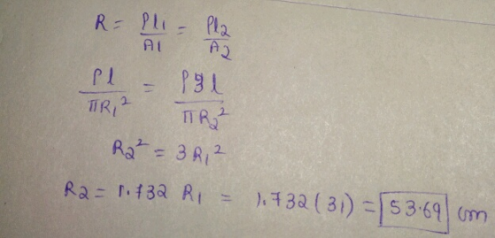 R = P11 - Pha Il – Pal TIR1² TR² Ra² = 32,2 R2=1432 R1 = 1.732 ( 31) - 53:69 cm