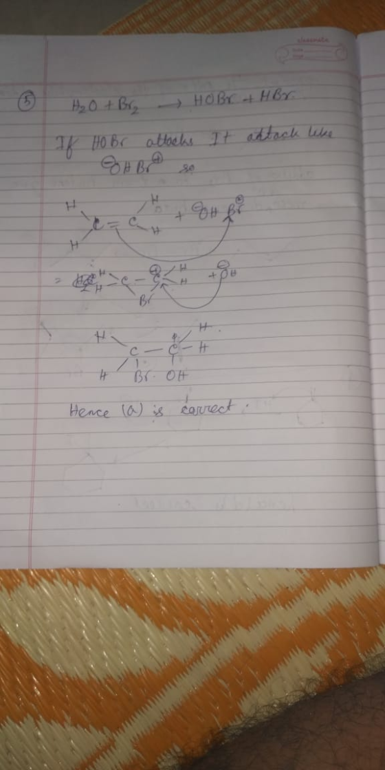 6 H₂O + Br Ik Ho Br Ho Br + H Br. altocks. It adtack like Hence (a) is correct :