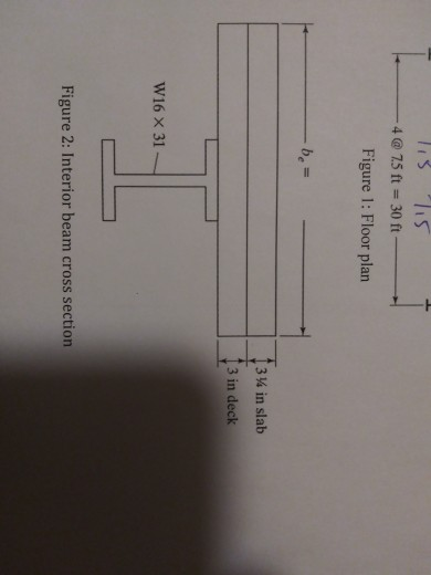 Tis 15 - 4 @ 7.5 ft = 30 ft- Figure 1: Floor plan - be= 134 in slab 1 3 in deck W16 X 31 Figure 2: Interior beam cross sectio