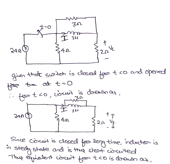 32 mo 14 I J 1 Ve 2460 342 Given theet swriten is closed fees tco and opened for to at t=0 ..ter tco, cicut is drawnas, wMzsz