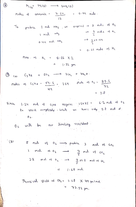 @ Met 3449) - IN4 (9) males of ammonia 0.44 mals. 7.50 17. To produce required a mals of Hz 2 mals of 4 → a mal Nha we I mal