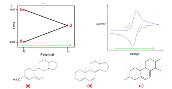 end-G Current startA E, E Voltage Potential H3CO (a) (b) (c) Time