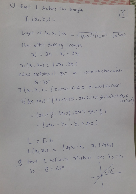 C) first L doubles the leangth 2 I, (X, X ₂) = Leagth of (x,, x2 ) is - (x,-0)+ 1X₂-032 = √x , ? + x² then after doubling lea