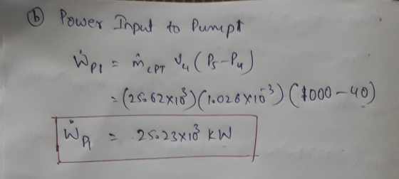 6 Power Input to pumpt Wpp mept (Ps - Py) - (25.62X18° ) (1.026 X163) (1000 -40) TWA : 25-23x103 kW