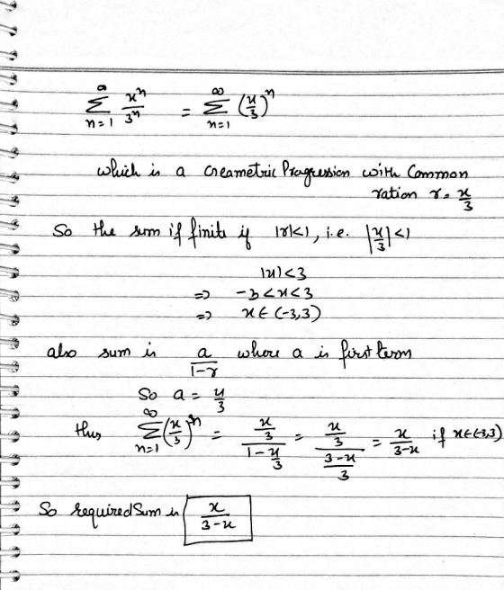 ne) which is a creametric Progression with common ration rou so the sum if finite is 18k), i.e. Just = a 12<3 -3LU<3 NE (-33)