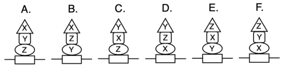 A. B. c. D. E. F. X X Y Z z Y LON Z X Y X Z