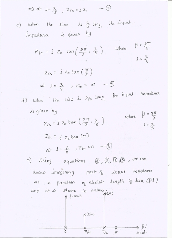c) when thc Zin = j Zo tan/..크!T. -λ o tan 2 2o tan (m Se Can inul impedance e.3 12-D Gl