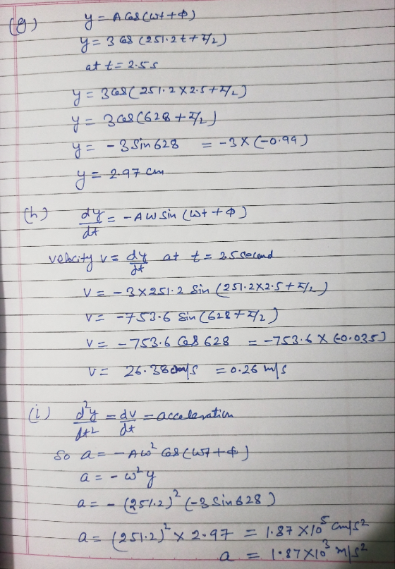 (o y - A. Cal Cutte) y=365 (25112t+42) at t-2.55 y = 368 257.2 X 2.5+77) y = 360$ (628+72) y = - 3 Sin 628 =-3X (-0.94 y = 2