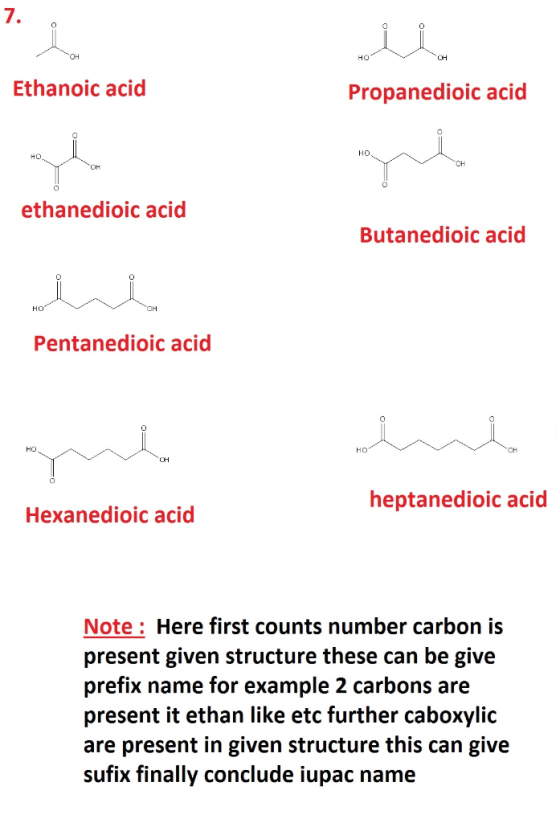Ethanoic acid Propanedioic acid na w ethanedioic acid Butanedioic acid HO Pentanedioic acid HO heptanedioic acid Hexanedioic