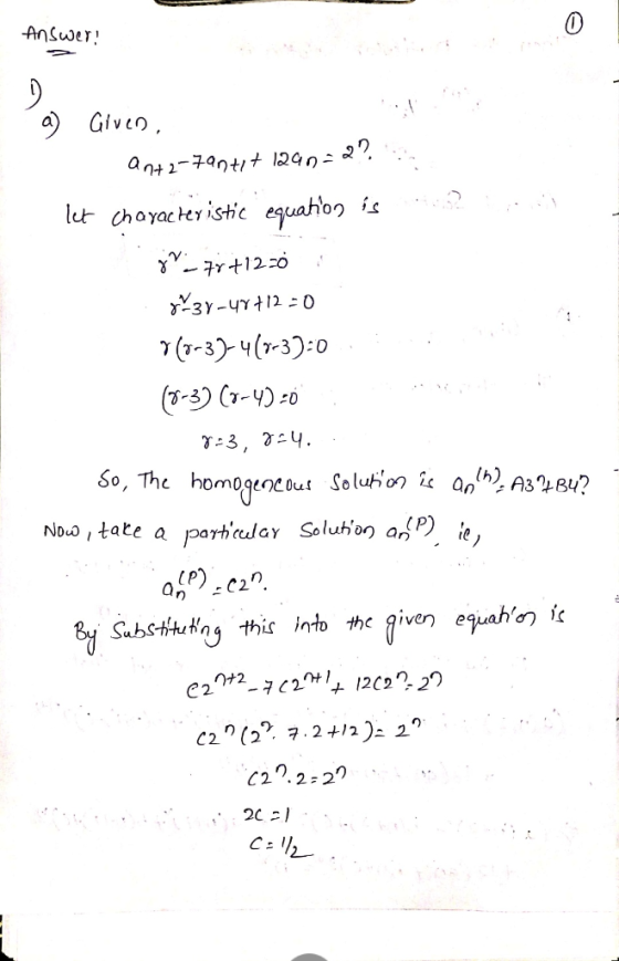 0 ) Givco So, The homogenc out Solution it anhA3Bu? Substituting this into the (liven equah๑ic C2 2.2 22 2C