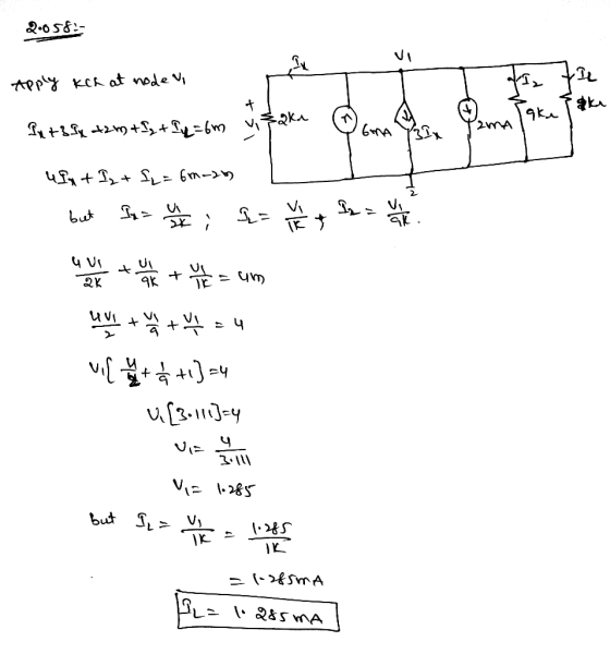 2.058:- Apply Kch at node 1x E3 8x t2m +I₂ + f2=6m vizak GTA ufnt Iz + f2 = 62-22 but Iga u fi q = I = u ve huong the one the